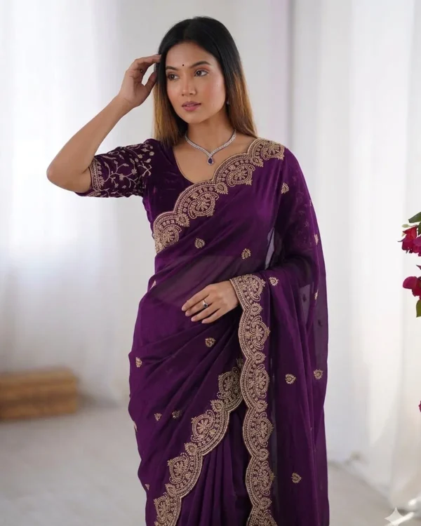 Embroidery Saree for women by awesome fashion wear1