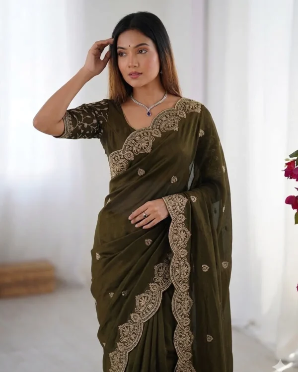 Embroidery Saree for women by awesome fashion wear1