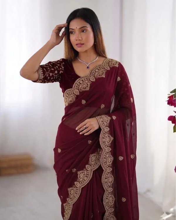 Embroidery Saree for women by awesome fashion wear1
