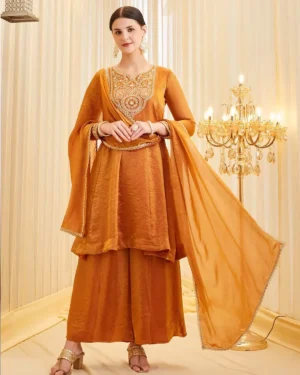 HEAVY EMBROIDERY CODING SEQUENCE WORK 3 PIS SUIT SET